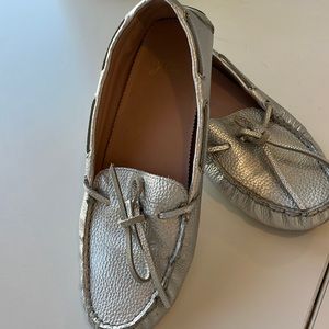 J. Crew Driving Moc in Metallic Silver